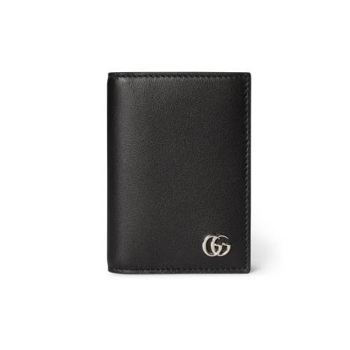 Gucci Marmont Black Leather Card Holder with Palladium-Toned Hardware 1 Gucci Marmont Black Leather Card Holder with Palladium-Toned Hardware