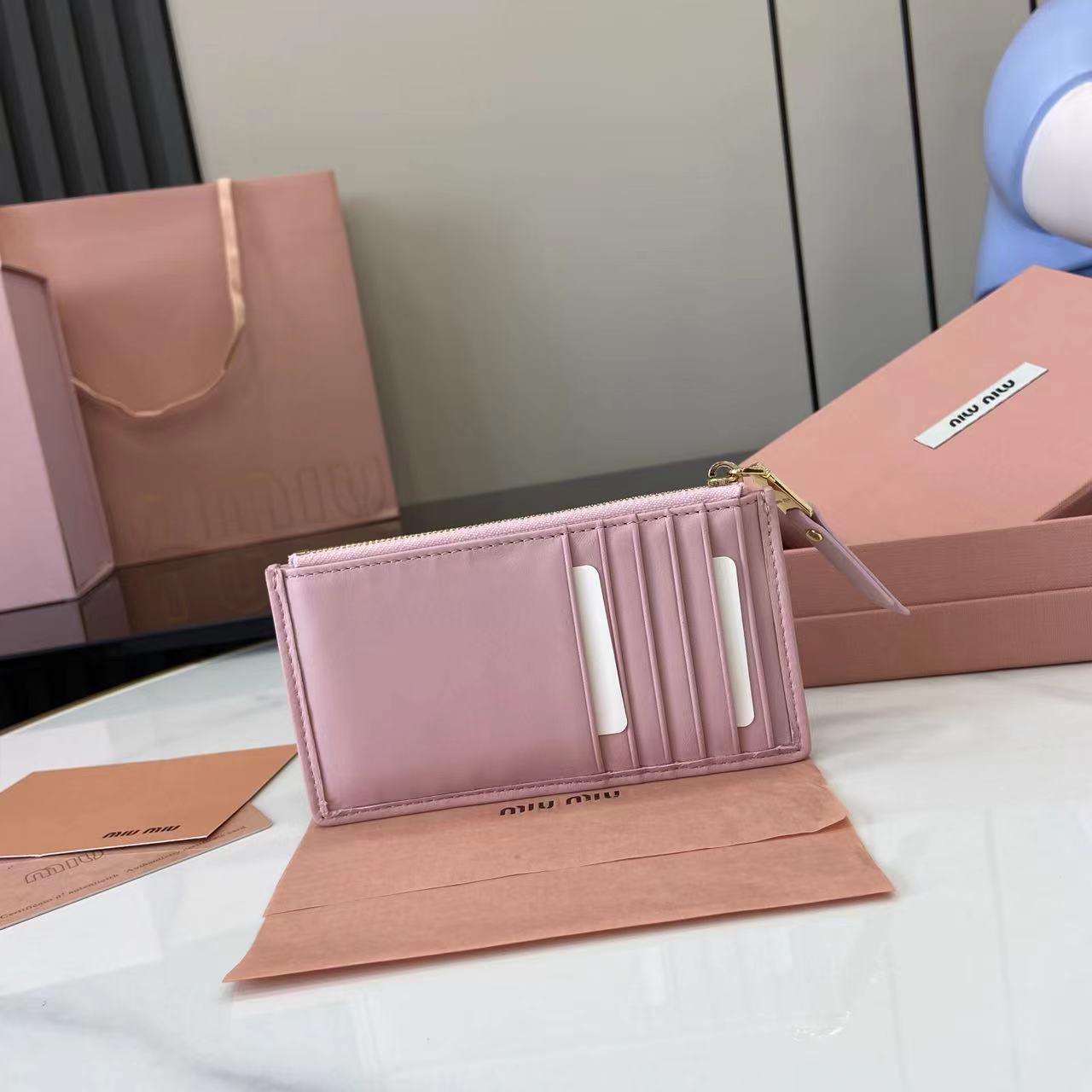 Miu Miu Matelasse Lambskin Leather Pocket Wallet Card Holder - Pink 4 i1749277149211 2718 0 2