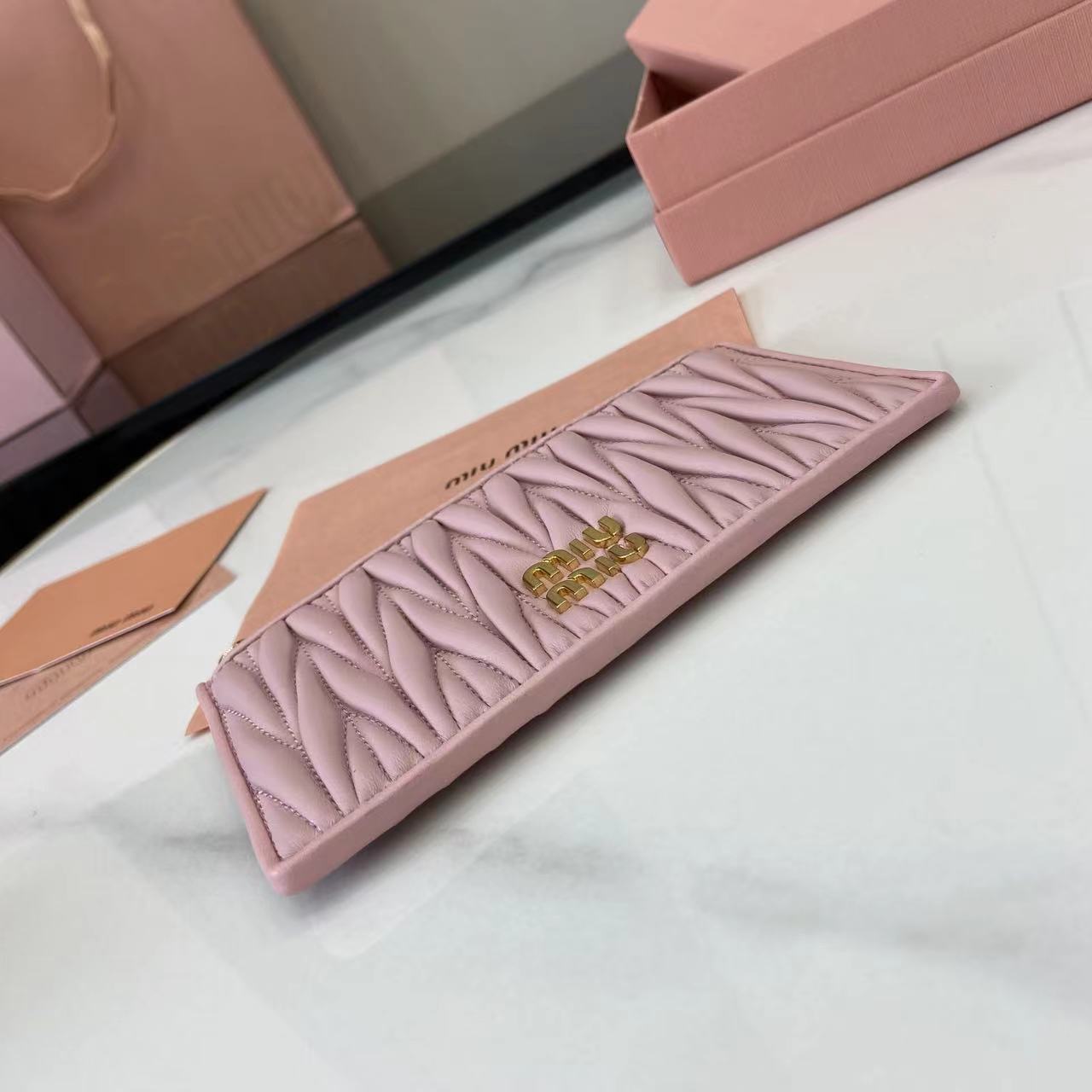 Miu Miu Matelasse Lambskin Leather Pocket Wallet Card Holder - Pink 5 i1749277156078 6323 0 3