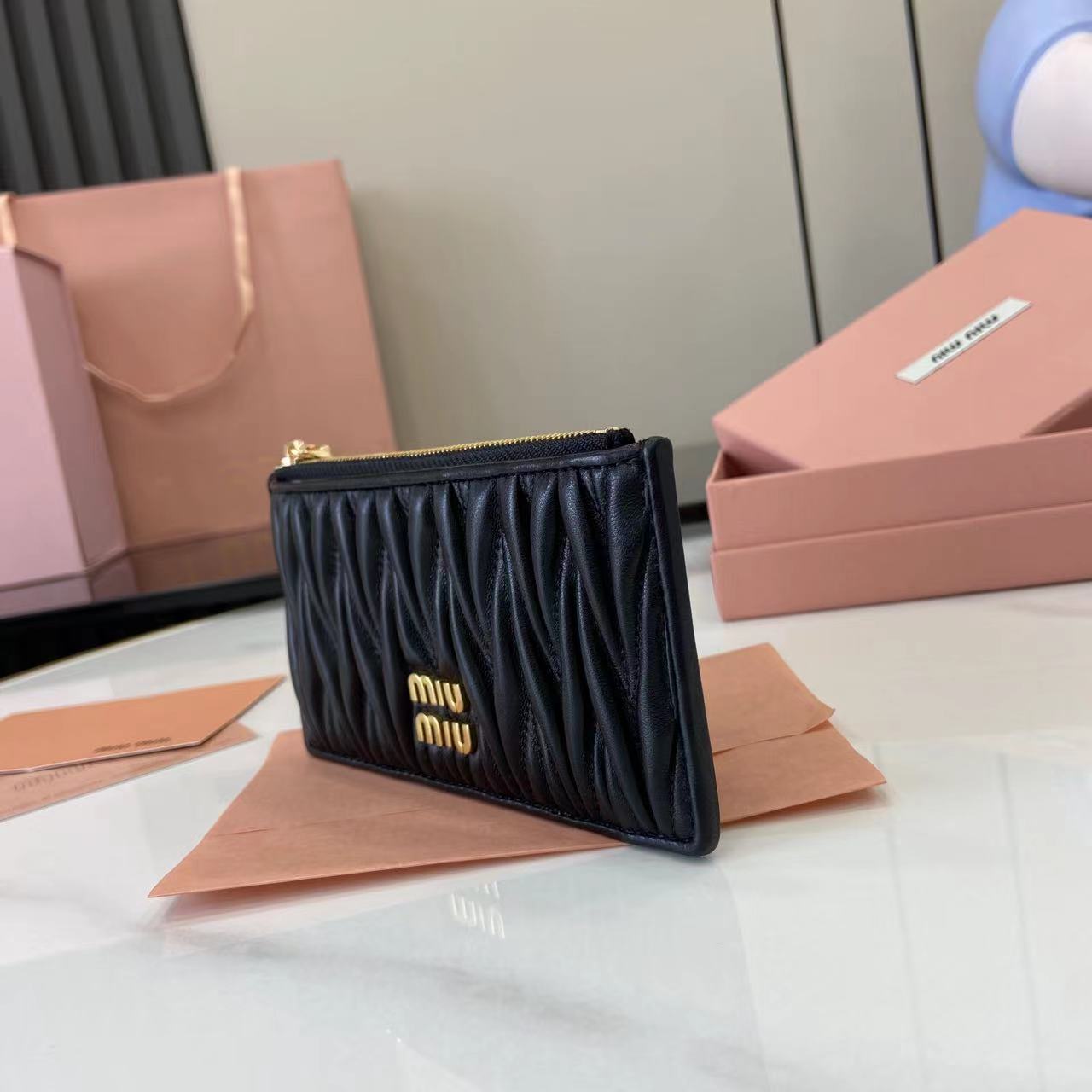 Miu Miu Pocket Wallet Lambskin Matelassé Card Holder - Black 3 i1749277207865 753 0 1