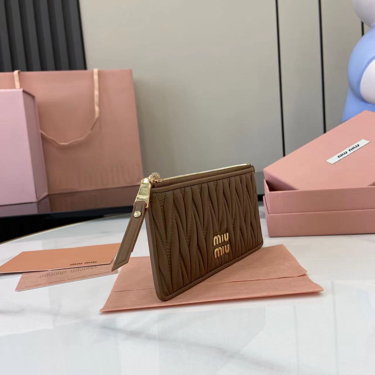 Miu Miu Caramel Leather Pocket Wallet Card Holder - Lambskin Matelasse 3 i1749277228102 2421 0 1