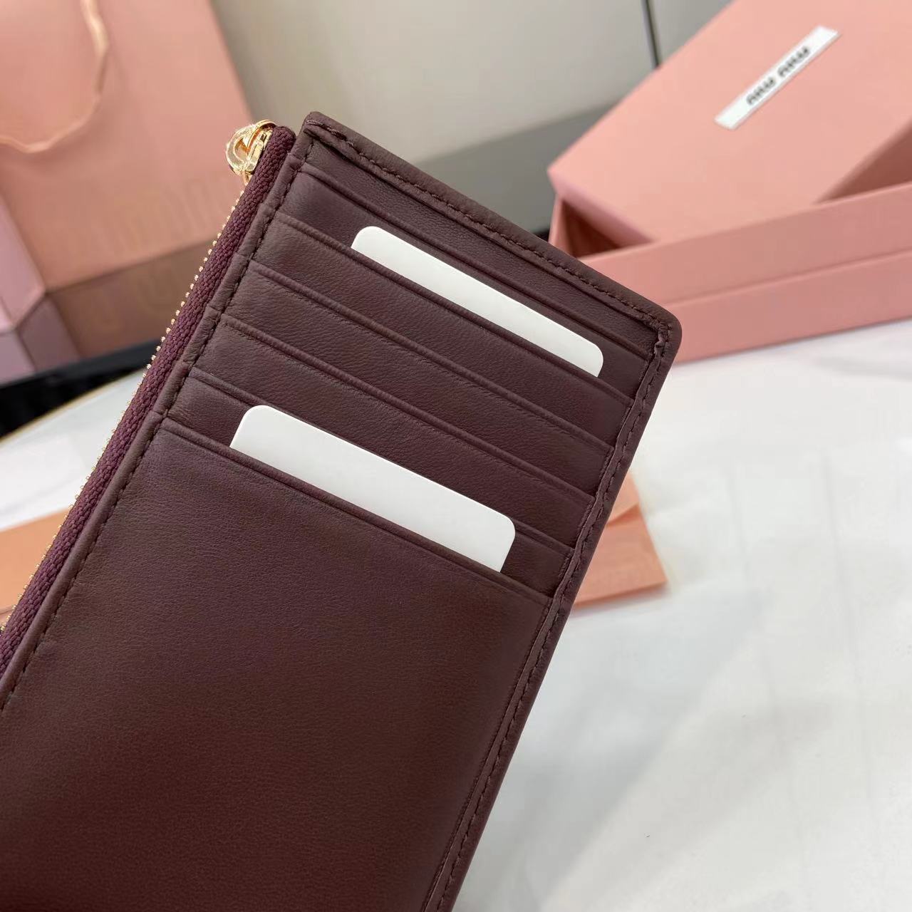 Miu Miu Matelassé Leather Pocket Wallet Card Holder - Heatherwood 8 i1749277251246 9043 0 6