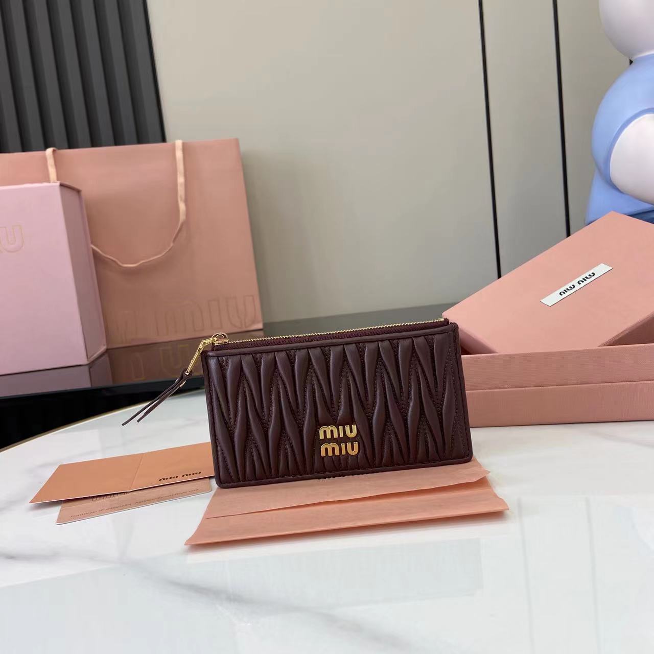Miu Miu Matelassé Leather Pocket Wallet Card Holder - Heatherwood 2 i1749277251903 5724 0 0