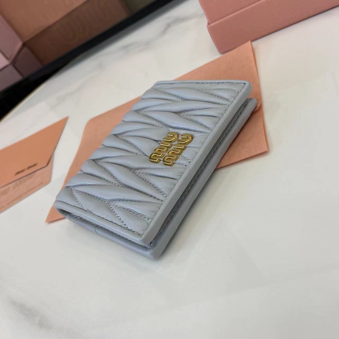 Pocket Wallet Lambskin Leather Small Wallet Coin Purse Card Holder-Light Grey 5 i1749277346780 8250 0 3