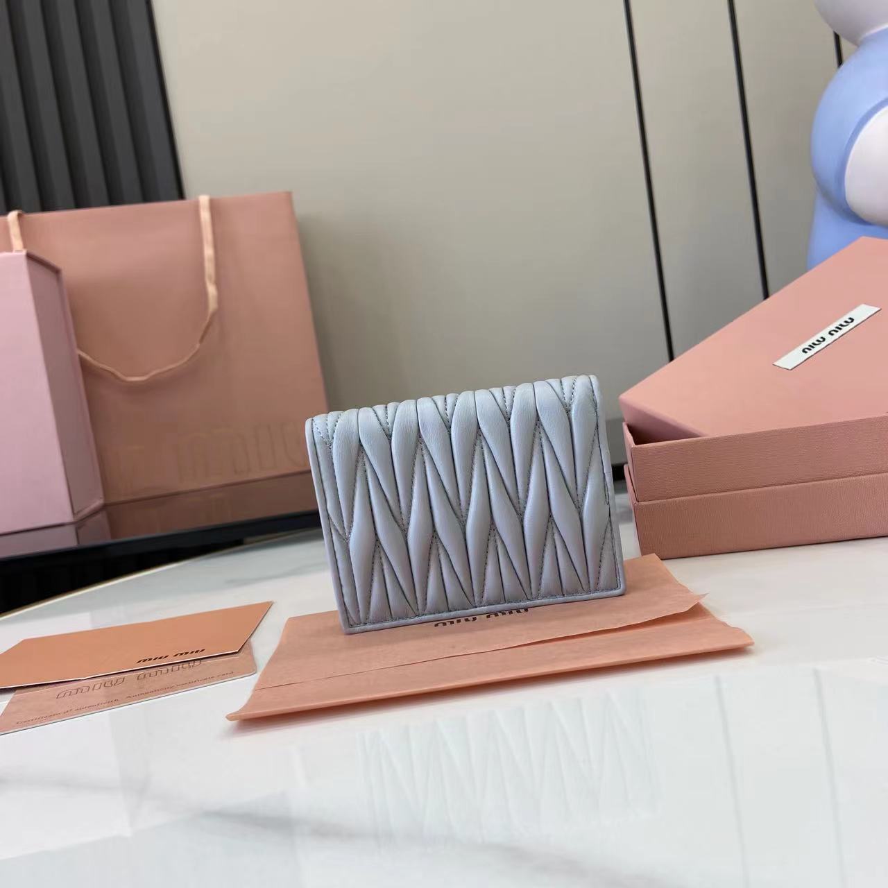 Pocket Wallet Lambskin Leather Small Wallet Coin Purse Card Holder-Light Grey 4 i1749277346781 8050 0 2