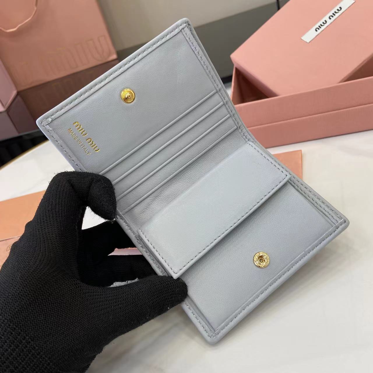 Pocket Wallet Lambskin Leather Small Wallet Coin Purse Card Holder-Light Grey 8 i1749277348876 9320 0 6