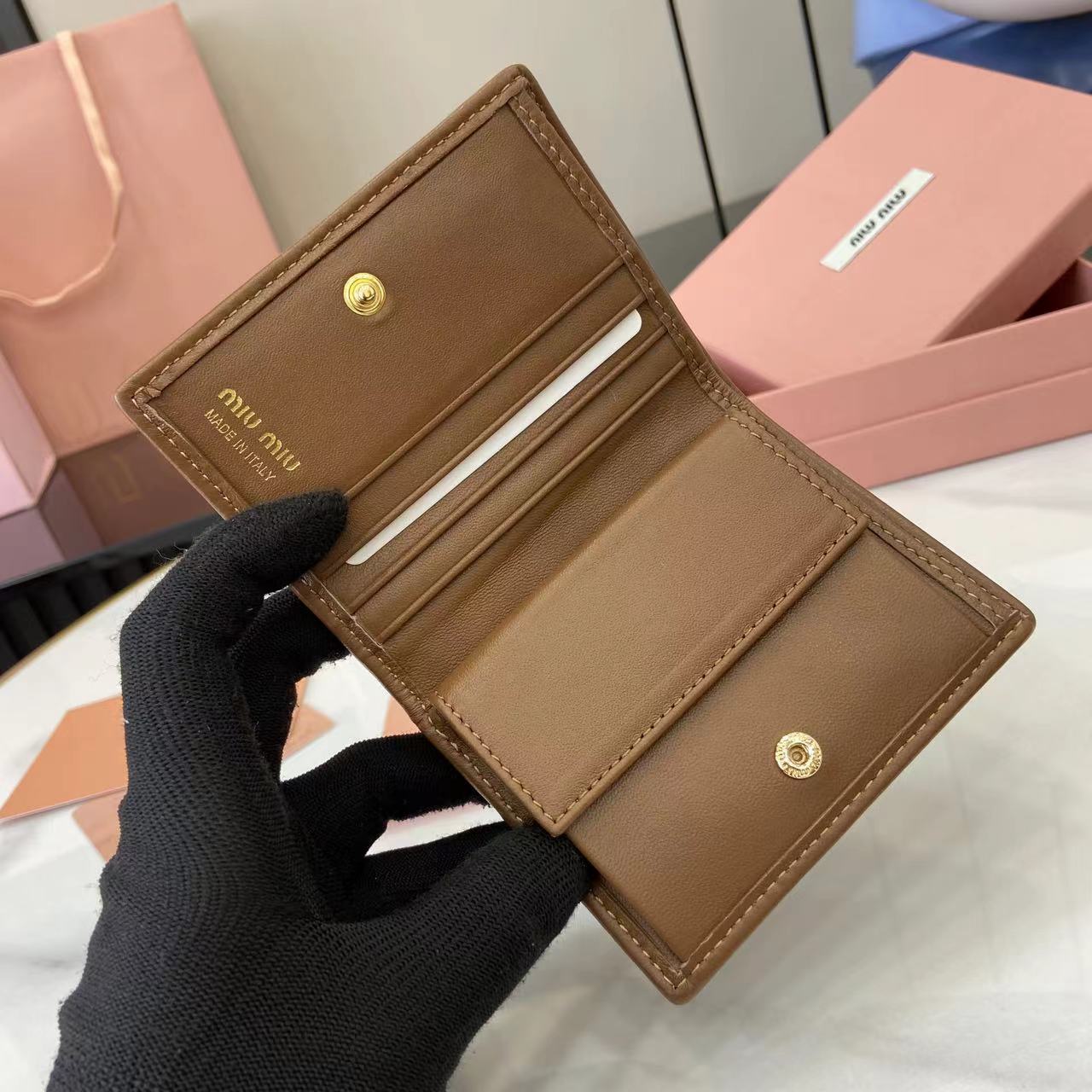 Pocket Wallet Small Clutch Genuine Leather Card Holder 5MV205294 Caramel 8 i1749277362423 5425 0 6