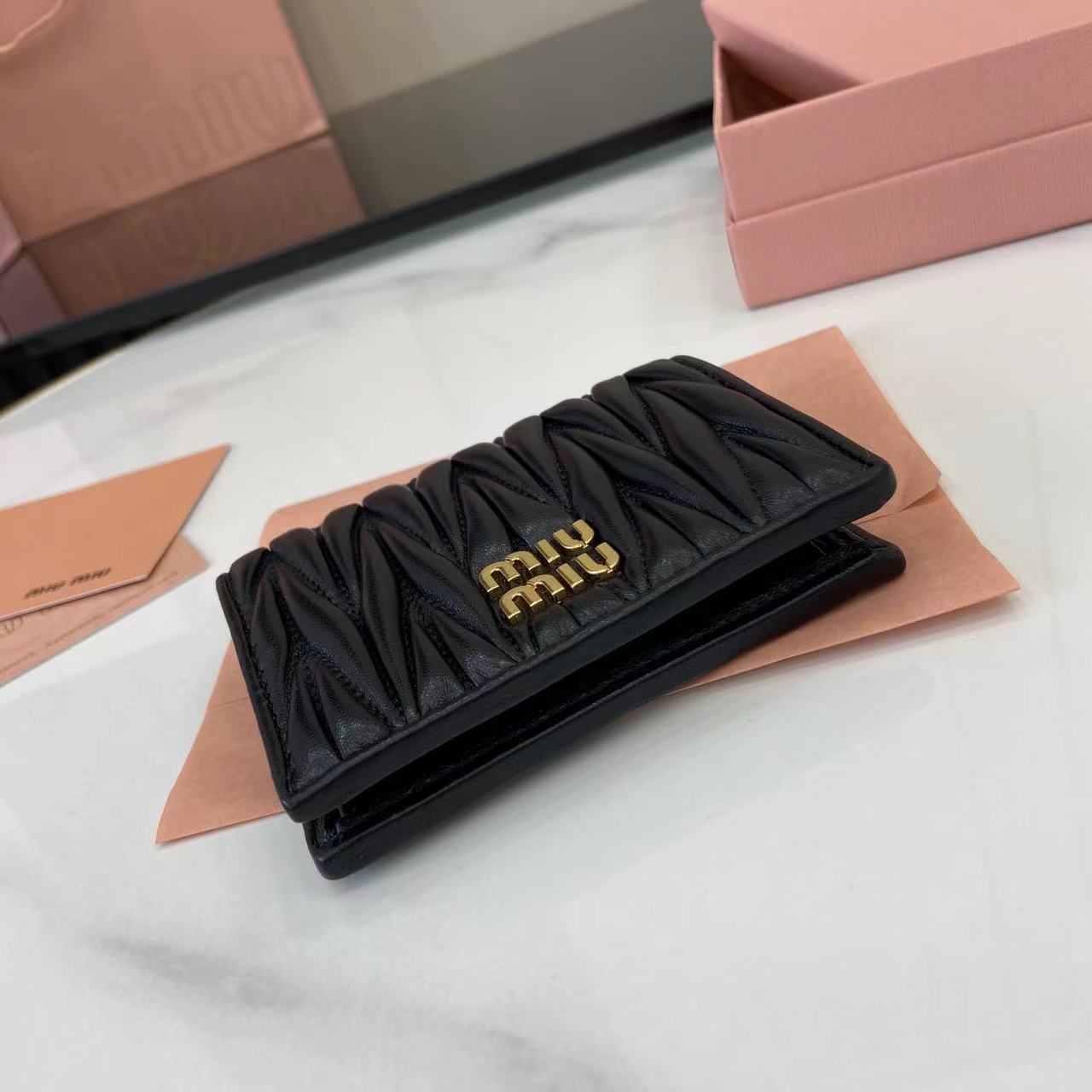 Pocket Wallet Lambskin Leather Small Wallet Card Holder - Black Embroidered 5 i1749277377041 6124 0 3
