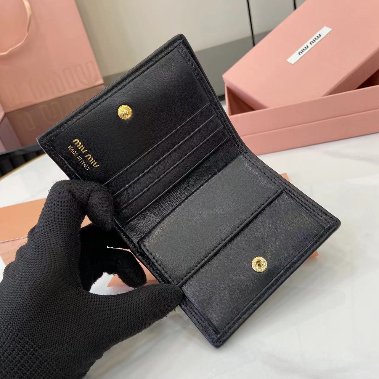 Pocket Wallet Lambskin Leather Small Wallet Card Holder - Black Embroidered 8 i1749277377042 9273 0 6