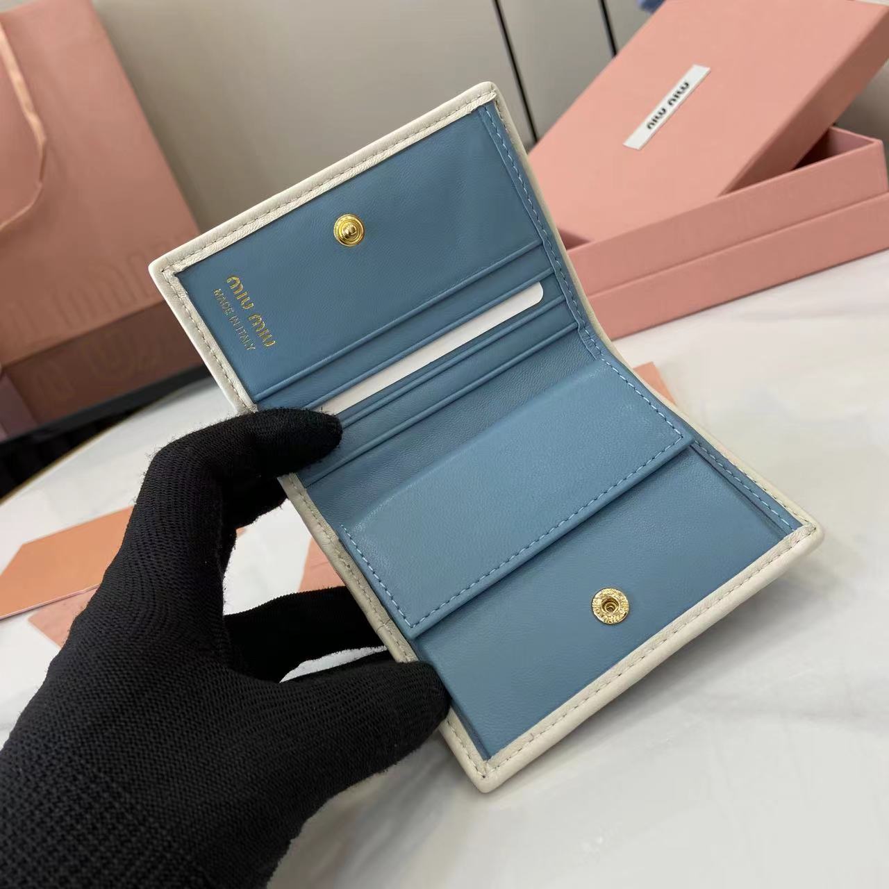Pocket Wallet Lambskin Leather Small Wallet Card Holder - Light Blue 8 i1749277394083 6916 0 6