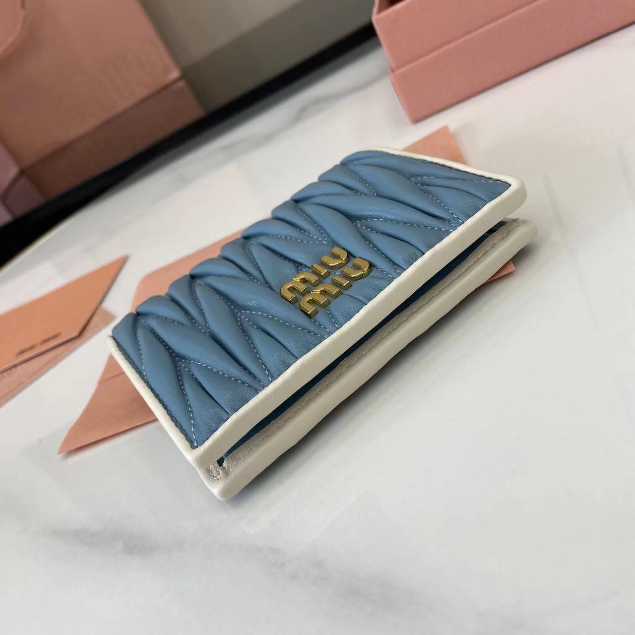 Pocket Wallet Lambskin Leather Small Wallet Card Holder - Light Blue 5 i1749277394085 3721 0 3