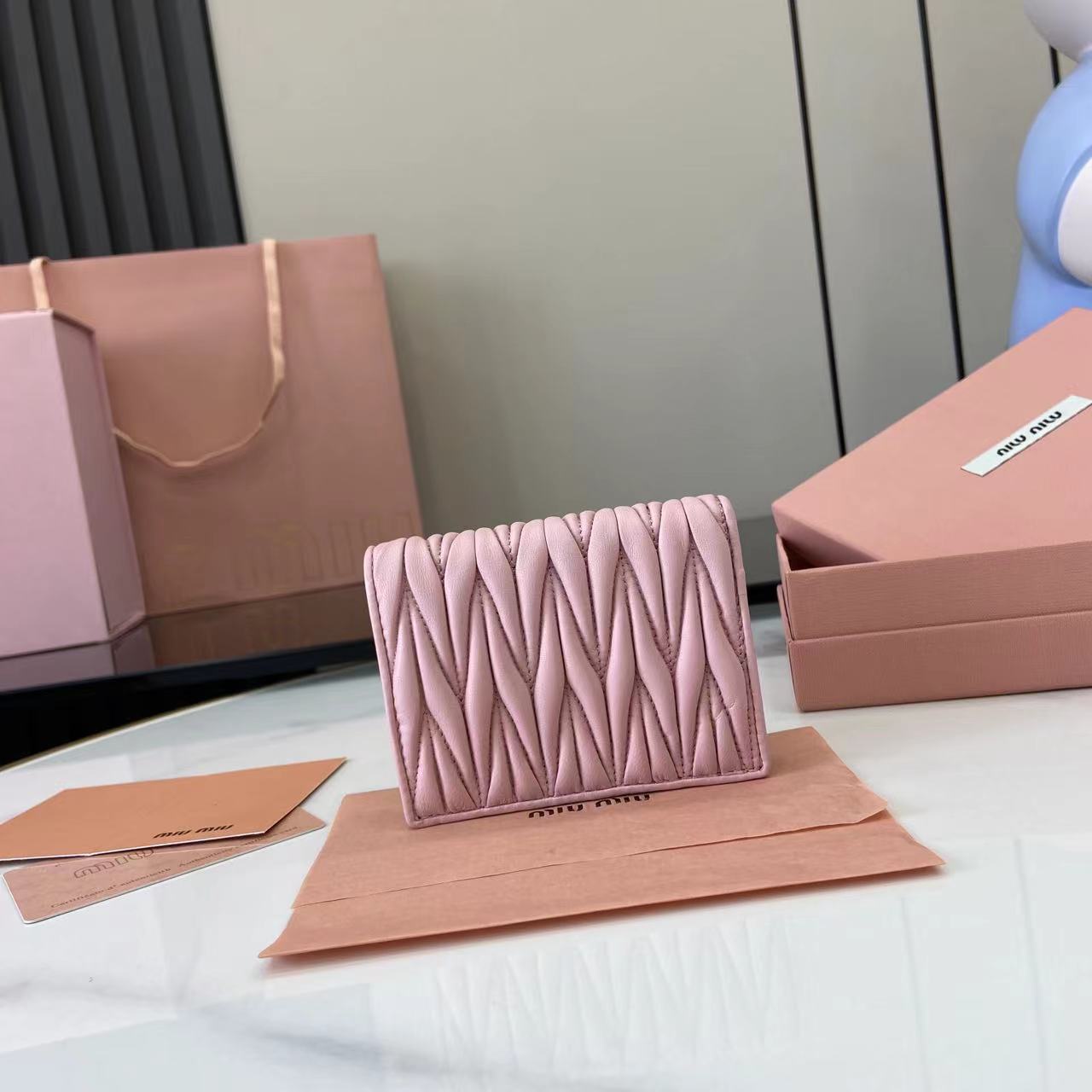 Pocket Wallet Lambskin Leather Small Wallet Card Holder - Light Pink 4 i1749277448334 8430 0 2
