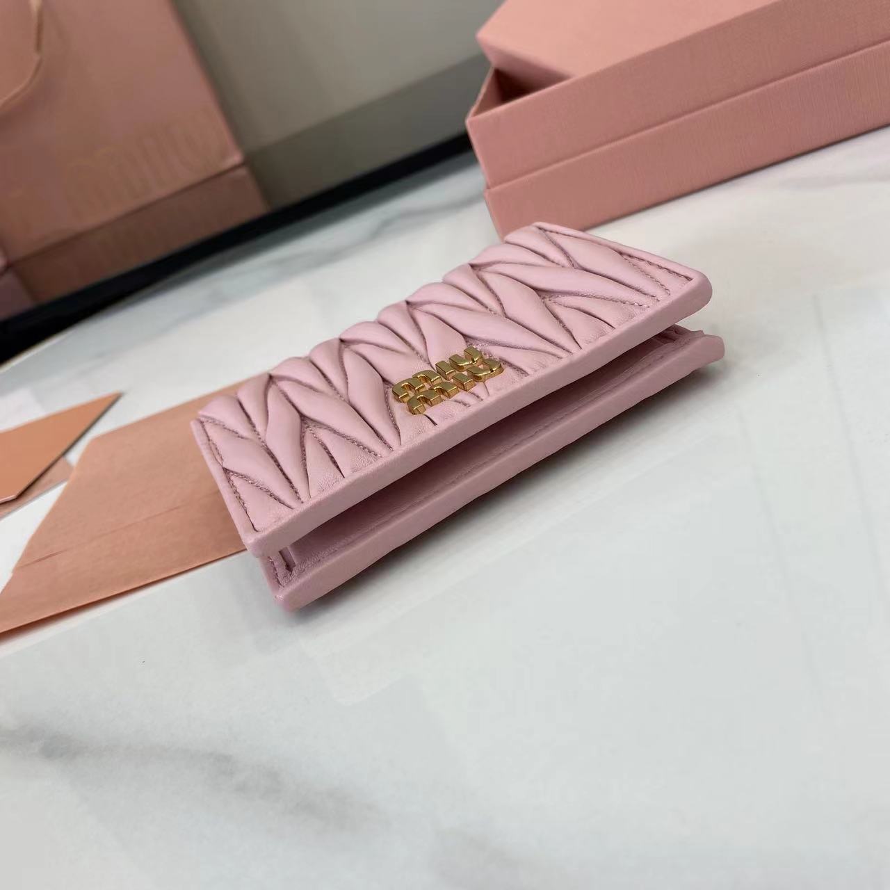 Pocket Wallet Lambskin Leather Small Wallet Card Holder - Light Pink 5 i1749277448334 9611 0 3
