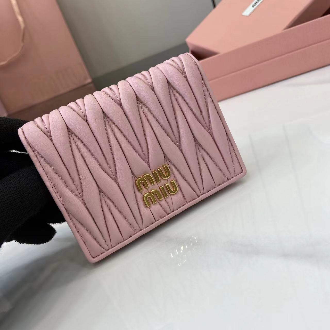 Pocket Wallet Lambskin Leather Small Wallet Card Holder - Light Pink 6 i1749277450492 1474 0 4