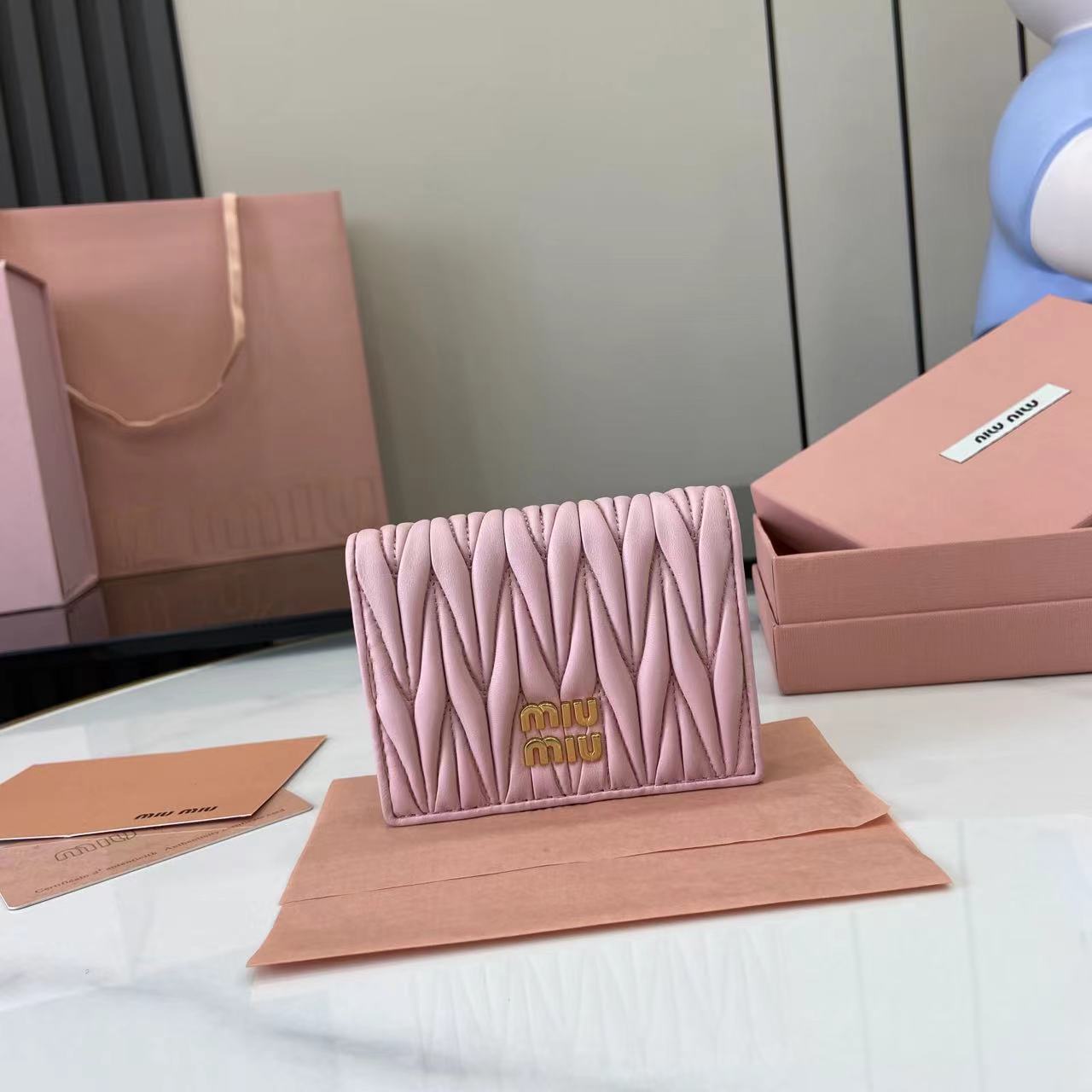 Pocket Wallet Lambskin Leather Small Wallet Card Holder - Light Pink 2 i1749277450492 9632 0 0