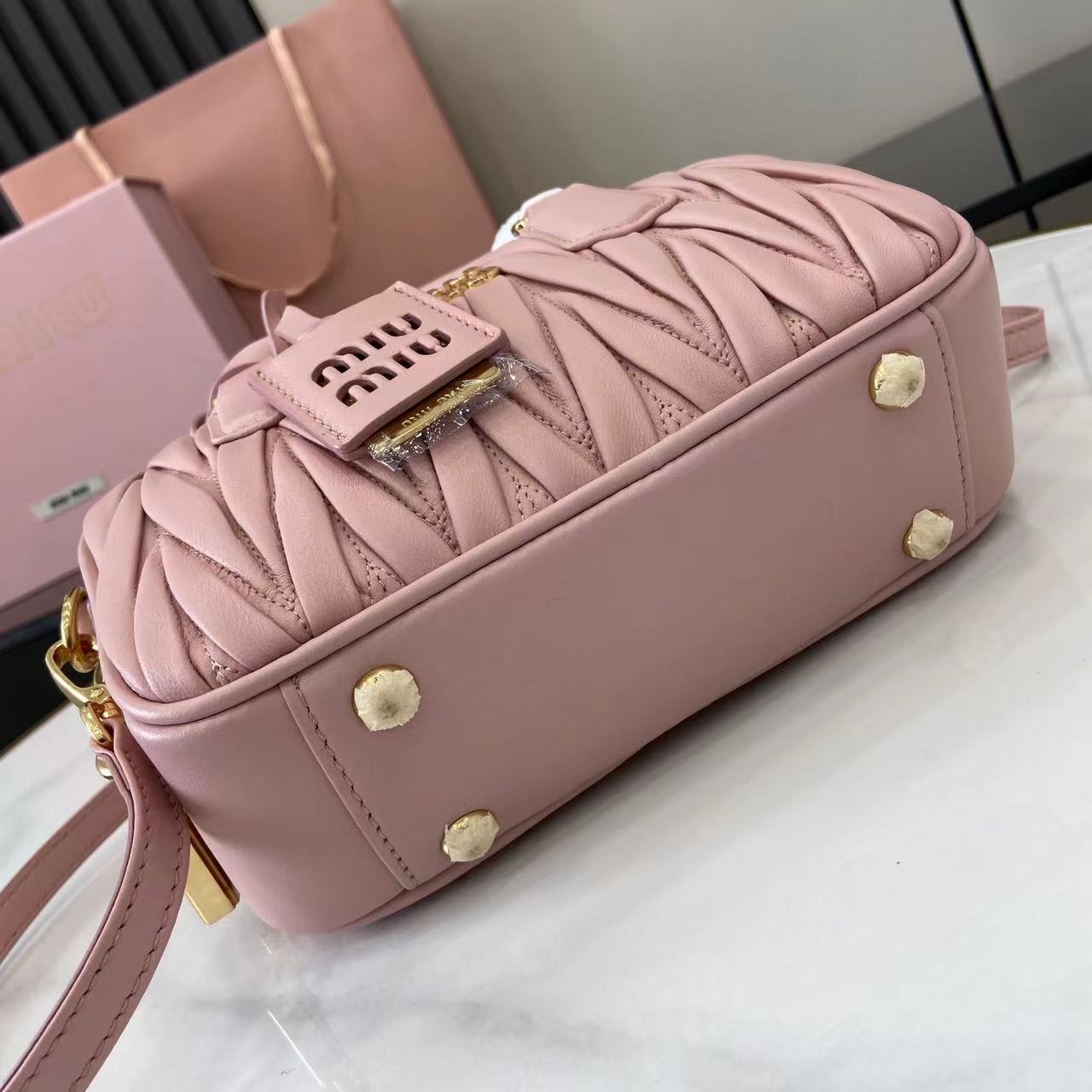 Miu Miu Arcadia Matelassé Pink Leather Bowling Bag 5BB123 for Women 4 i1749623808036 2346 0 3