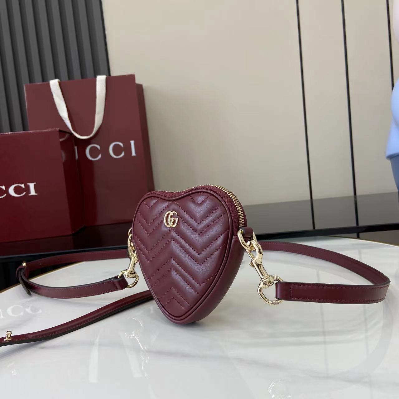 Gucci Marmont Heart Mini Bag - Rosso Ancora Red Leather 7 i1750580662042 9887 0 5