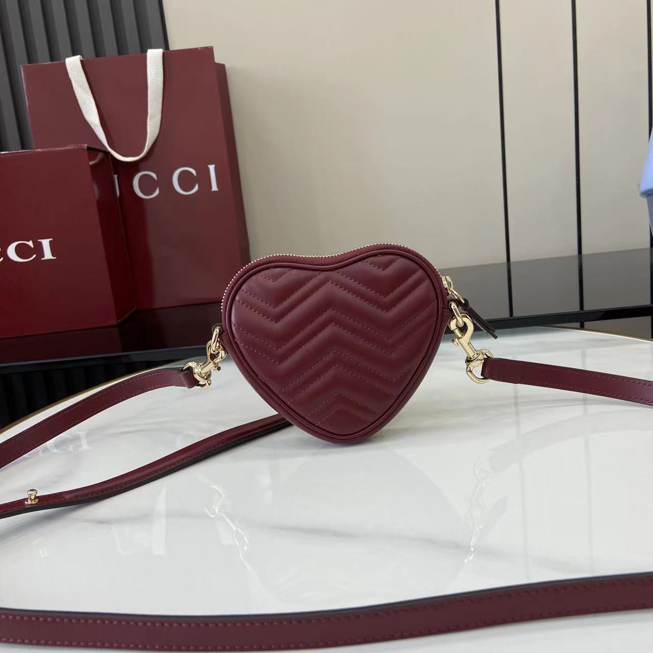 Gucci Marmont Heart Mini Bag - Rosso Ancora Red Leather 4 i1750580662044 6184 0 2