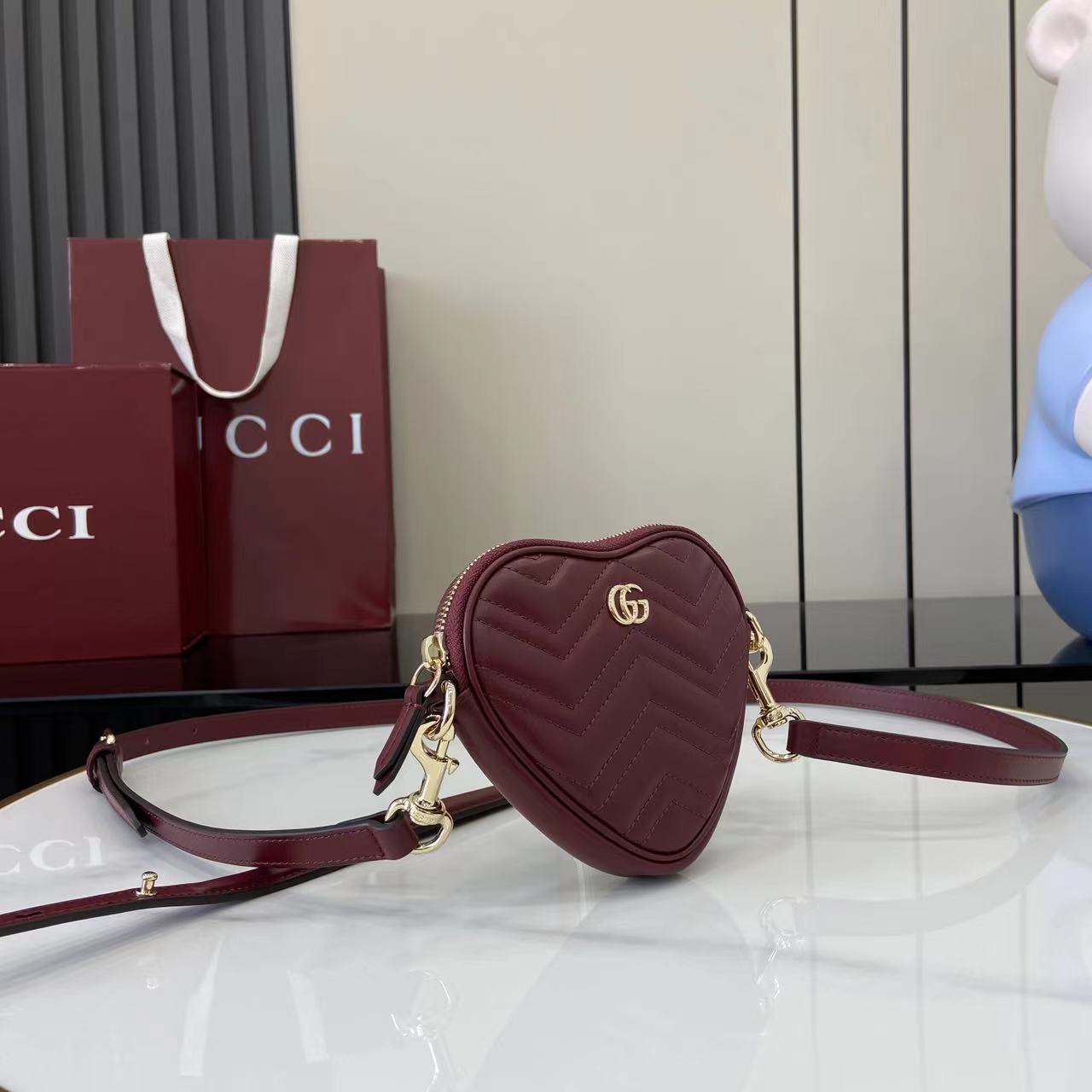 Gucci Marmont Heart Mini Bag - Rosso Ancora Red Leather 3 i1750580665478 52 0 1