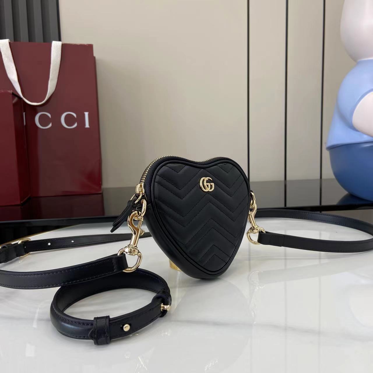 Gucci Marmont Mini Heart Bag - Black Leather, Gold Hardware, Compact Design 3 i1750580681538 677 0 1