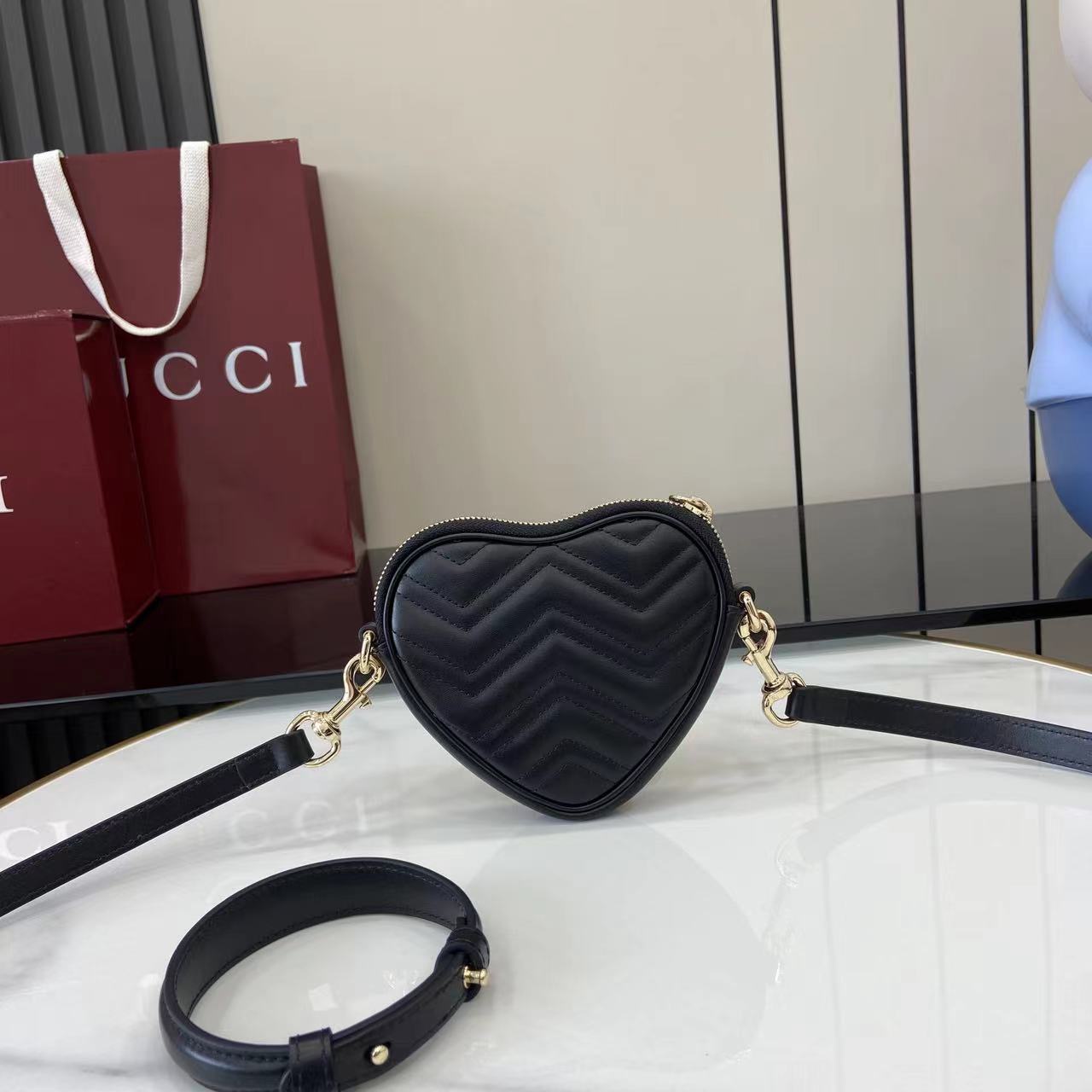 Gucci Marmont Mini Heart Bag - Black Leather, Gold Hardware, Compact Design 4 i1750580681539 2211 0 2