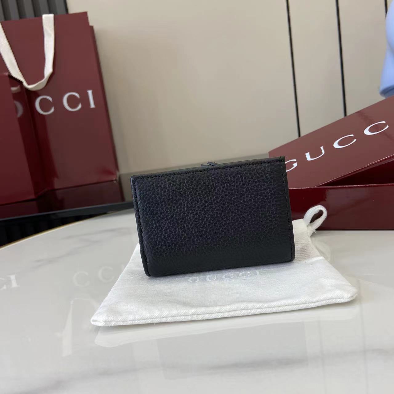 Кошелек Gucci черный с логотипом GG