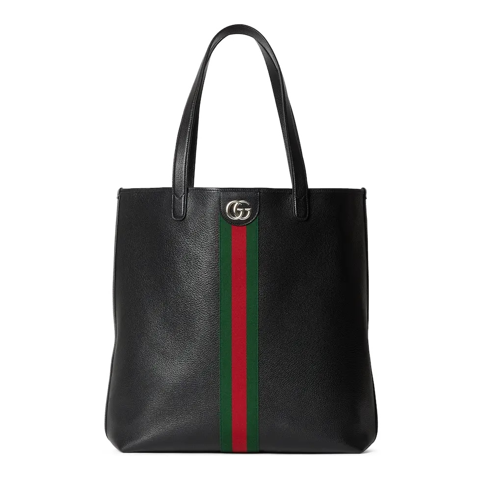 Gucci Ophidia Tote Bag in Black Leather with Double G and Web Stripe Detail 2 i1751781276153 1959 0 0