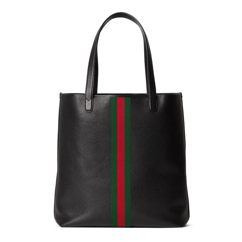 Gucci Ophidia Tote Bag in Black Leather with Double G and Web Stripe Detail 7 i1751781276153 3256 0 5