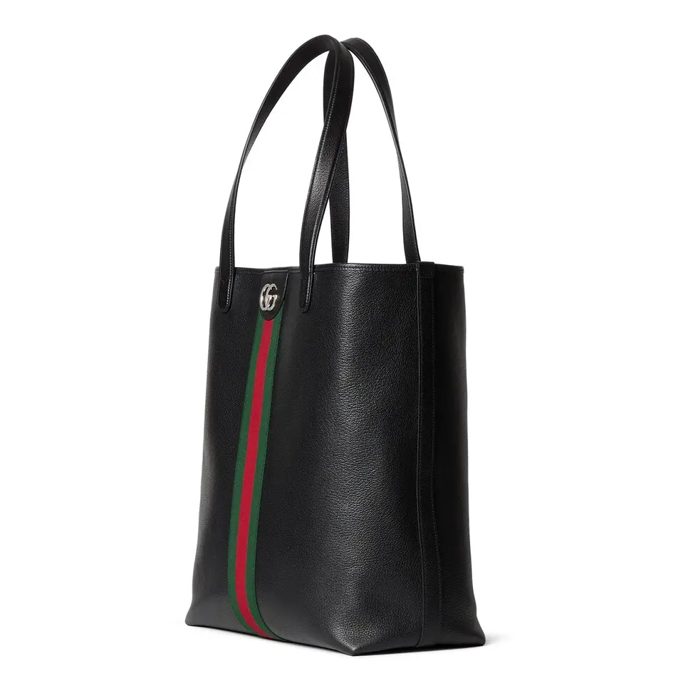Gucci Ophidia Tote Bag in Black Leather with Double G and Web Stripe Detail 3 i1751781276153 8429 0 1