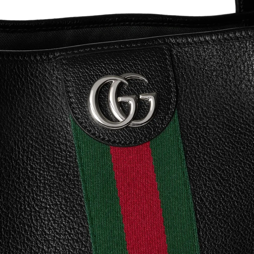 Gucci Ophidia Tote Bag in Black Leather with Double G and Web Stripe Detail 6 i1751781280088 4459 0 4