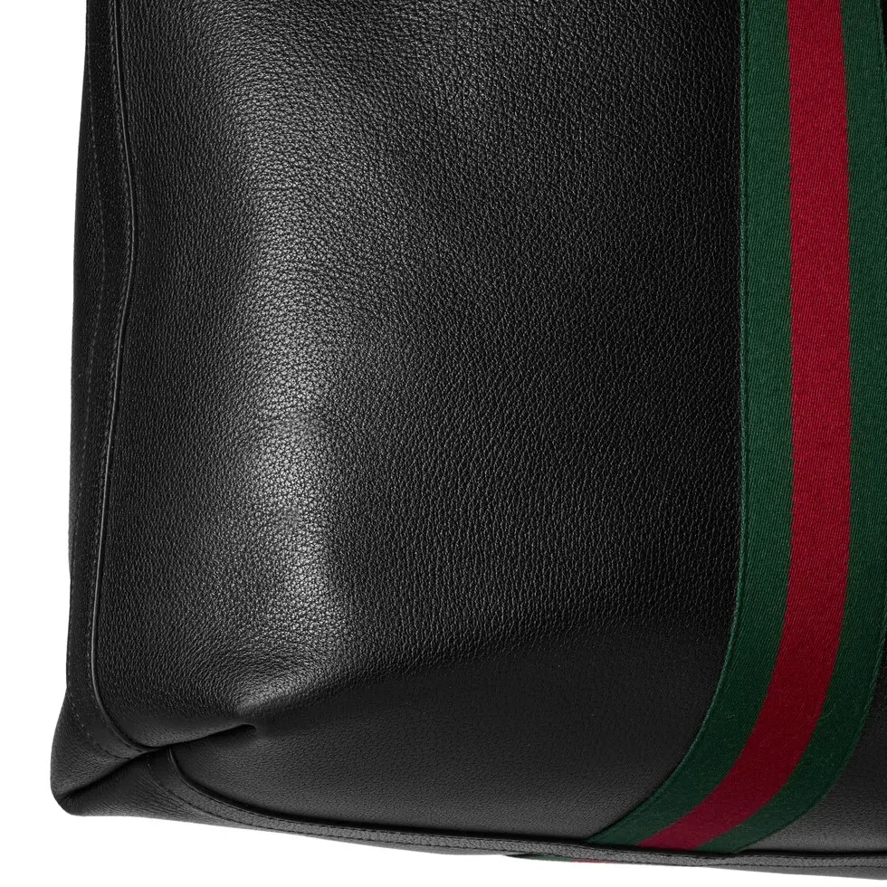 Gucci Ophidia Tote Bag in Black Leather with Double G and Web Stripe Detail 10 i1751781280094 8182 0 8