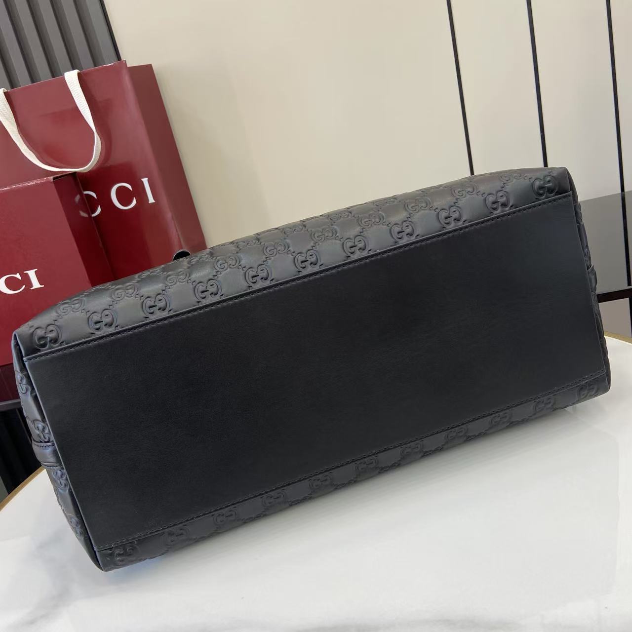 Gucci Embossed Leather Tote Bag, 14.6"W x 12.2"H x 6.3"D, Black 4 i1753509147453 1612 0 3