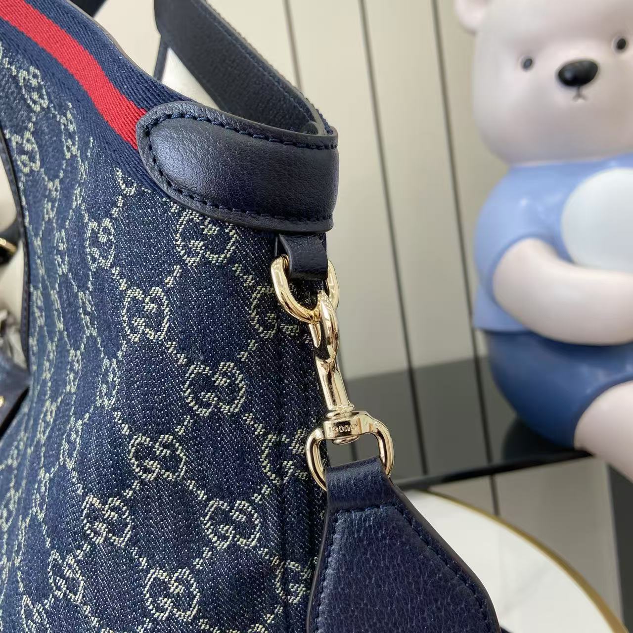Gucci Giglio Denim Tote Bag with Removable Pouch - Blue 12 i1753865281997 8296 0 10