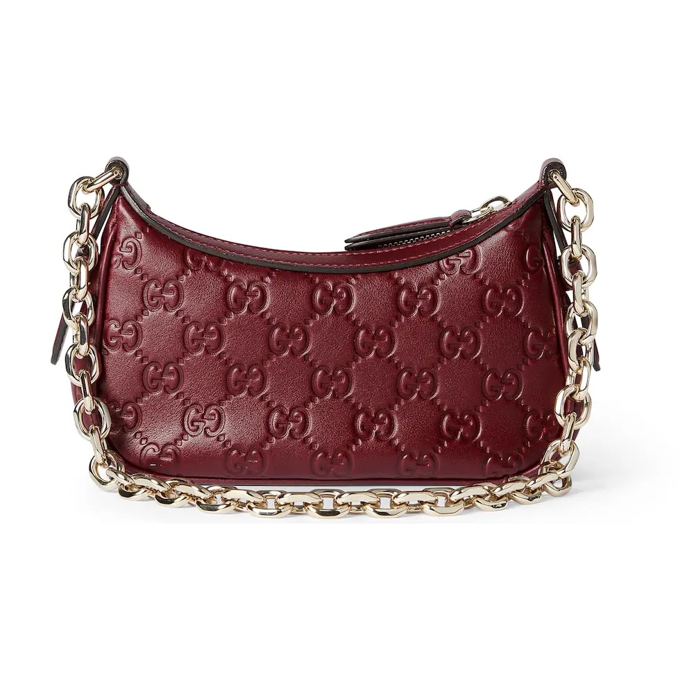 Gucci Emblem Small Shoulder Bag Rosso Ancora Leather with Chain Strap 7 i1755855782667 3132 0 5