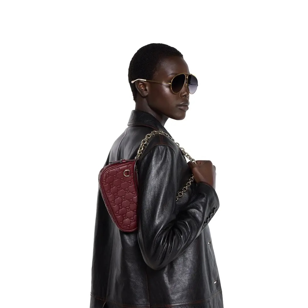 Gucci Emblem Small Shoulder Bag Rosso Ancora Leather with Chain Strap 4 i1755855782667 4222 0 2