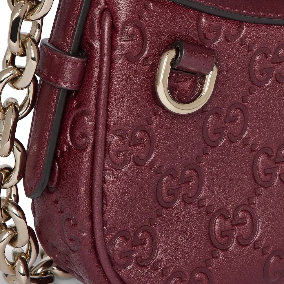 Gucci Emblem Small Shoulder Bag Rosso Ancora Leather with Chain Strap 6 i1755855782672 6629 0 4