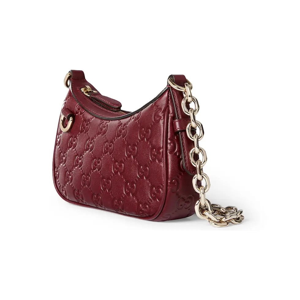 Gucci Emblem Small Shoulder Bag Rosso Ancora Leather with Chain Strap 3 i1755855791710 723 0 1
