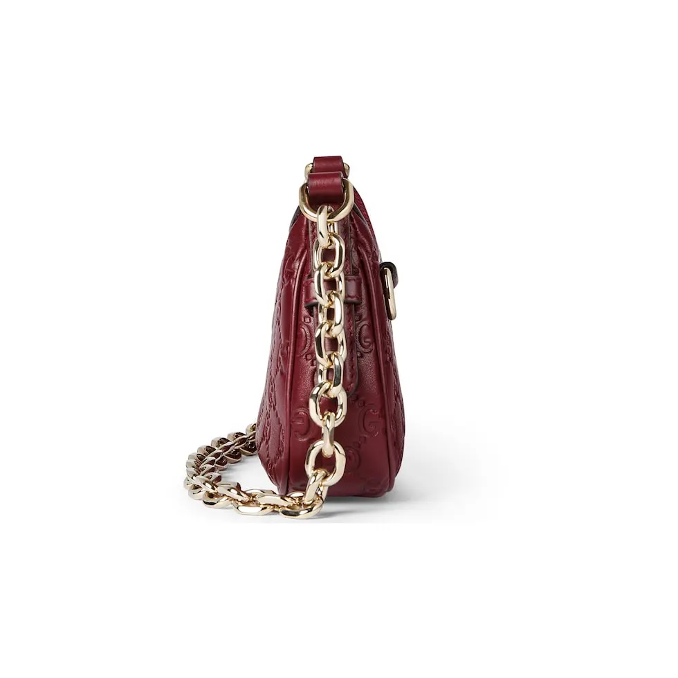 Gucci Emblem Small Shoulder Bag Rosso Ancora Leather with Chain Strap 8 i1755855791710 9579 0 6