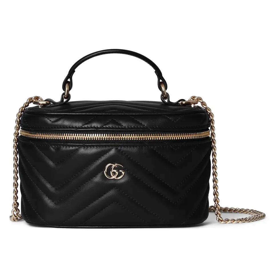 Gucci Marmont Chain Cosmetic Case - Black Leather, Gold-Tone Hardware 2 i1755937812757 5323 0 0