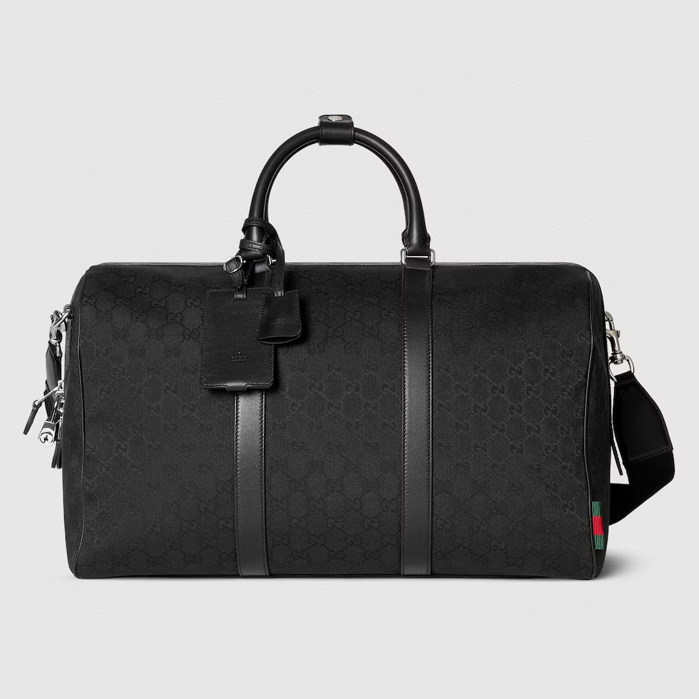 Gucci Duffel Bag in Black GG Canvas with Signature Webbing 1 i1756198014235 8764 0 0