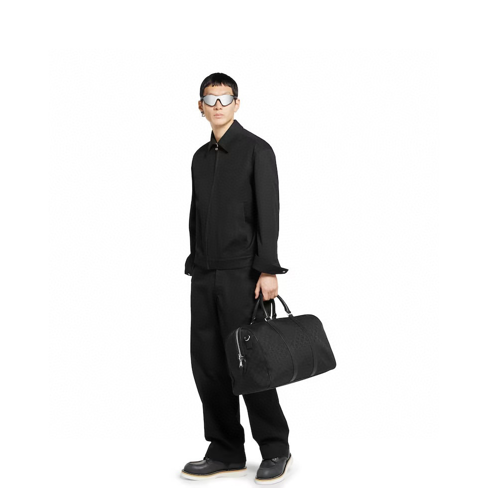 Gucci Duffel Bag in Black GG Canvas with Signature Webbing 3 i1756198020395 3275 0 2