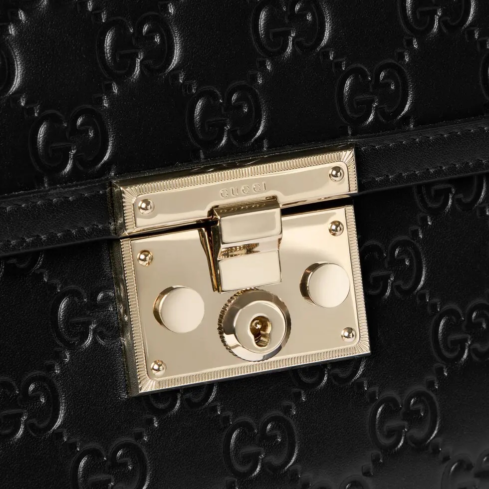 Gucci Padlock GG Embossed Leather Shoulder Bag, Black with Gold-toned Hardware 6 i1756198510440 3524 0 5