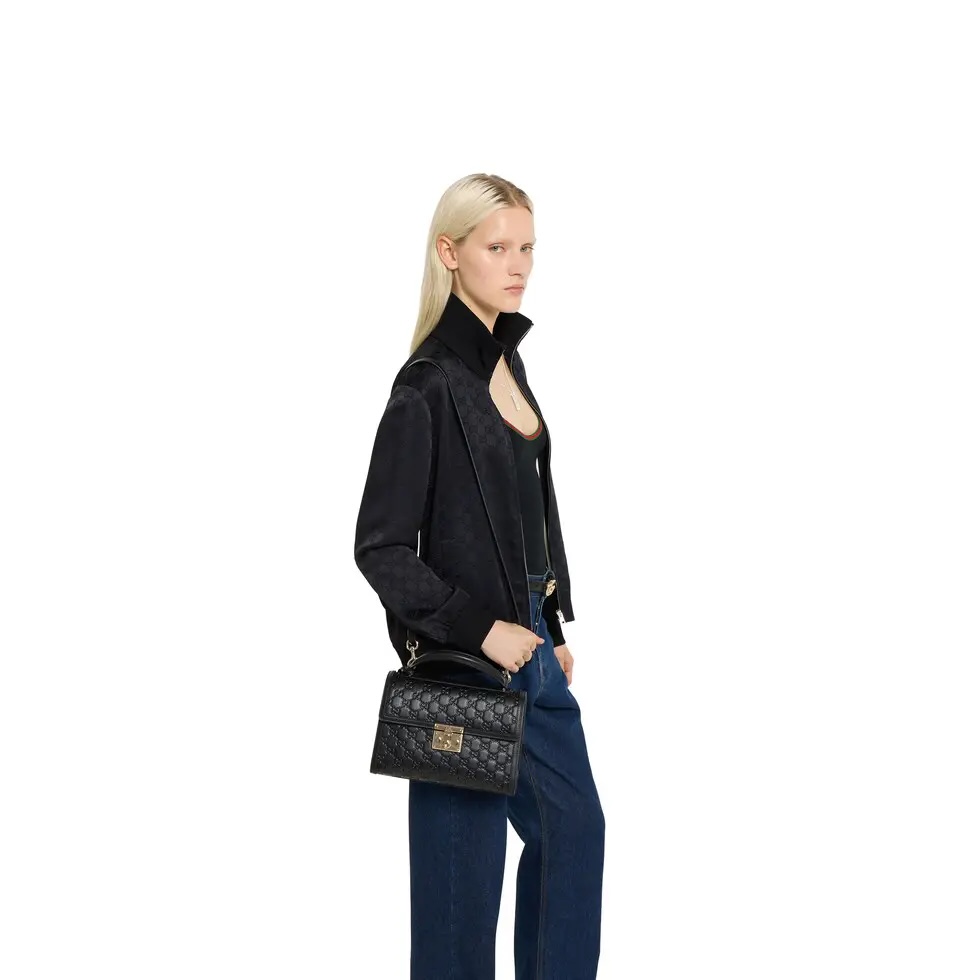 Gucci Padlock GG Embossed Leather Shoulder Bag, Black with Gold-toned Hardware 4 i1756198512691 2971 0 3