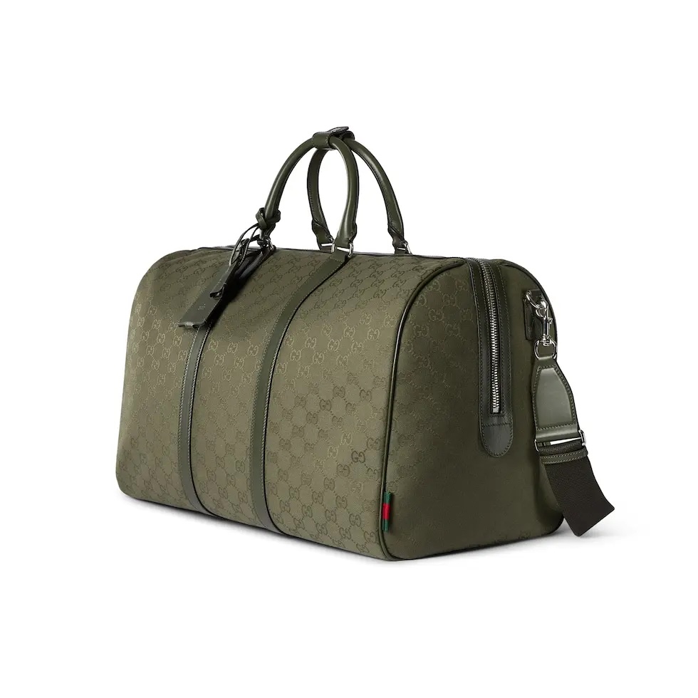 Gucci Green Canvas Duffle Bag with Red and Green Web Detail 3 i1756531692001 4715 0 1
