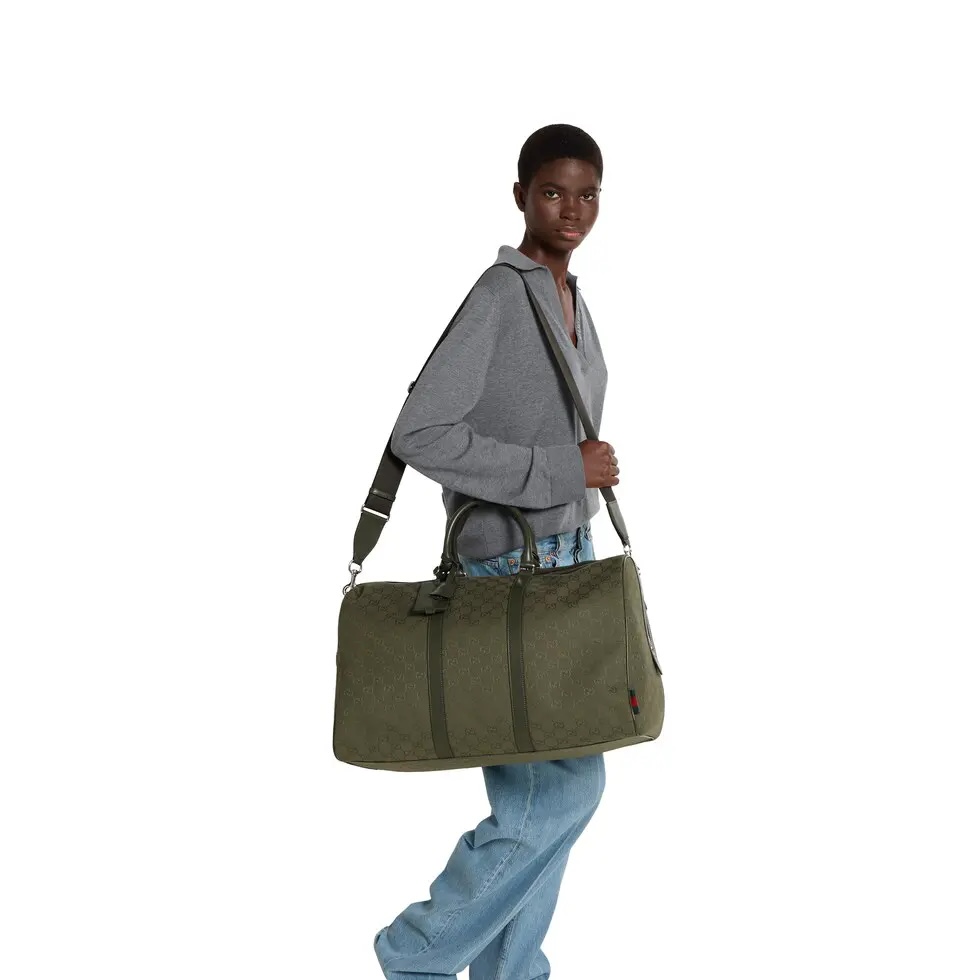 Gucci Green Canvas Duffle Bag with Red and Green Web Detail 6 i1756531693620 3419 0 4