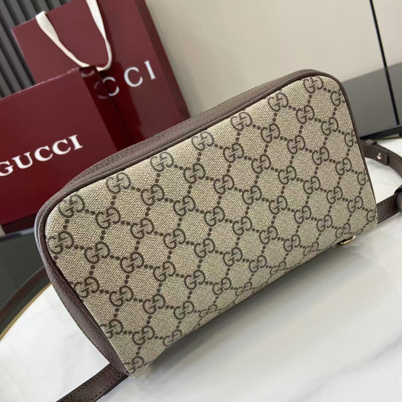 Gucci Ophidia GG Supreme Mini Backpack Beige/Brown Leather Trim 5 i1757138876950 7523 0 3