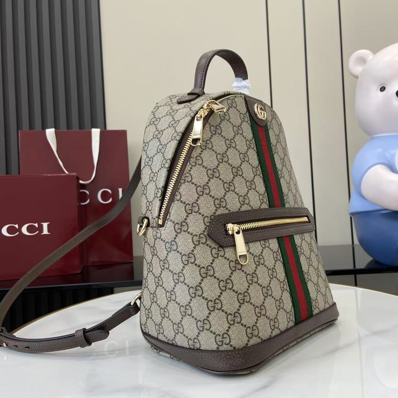 Gucci Ophidia GG Supreme Mini Backpack Beige/Brown Leather Trim 3 i1757138879905 3678 0 1