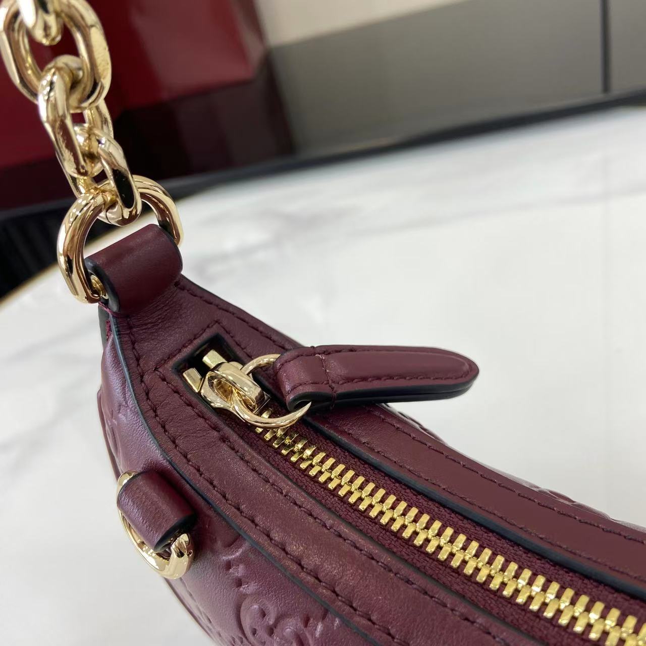 Gucci Emblem Small Shoulder Bag - Embossed Leather, Gold Chain Strap 8 i1757313218851 6473 0 6