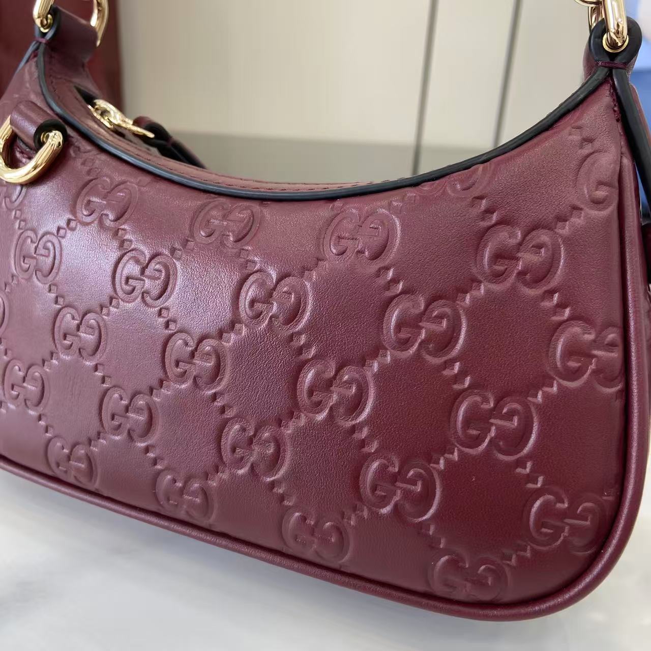 Gucci Emblem Small Shoulder Bag - Embossed Leather, Gold Chain Strap 13 i1757313218851 7206 0 11