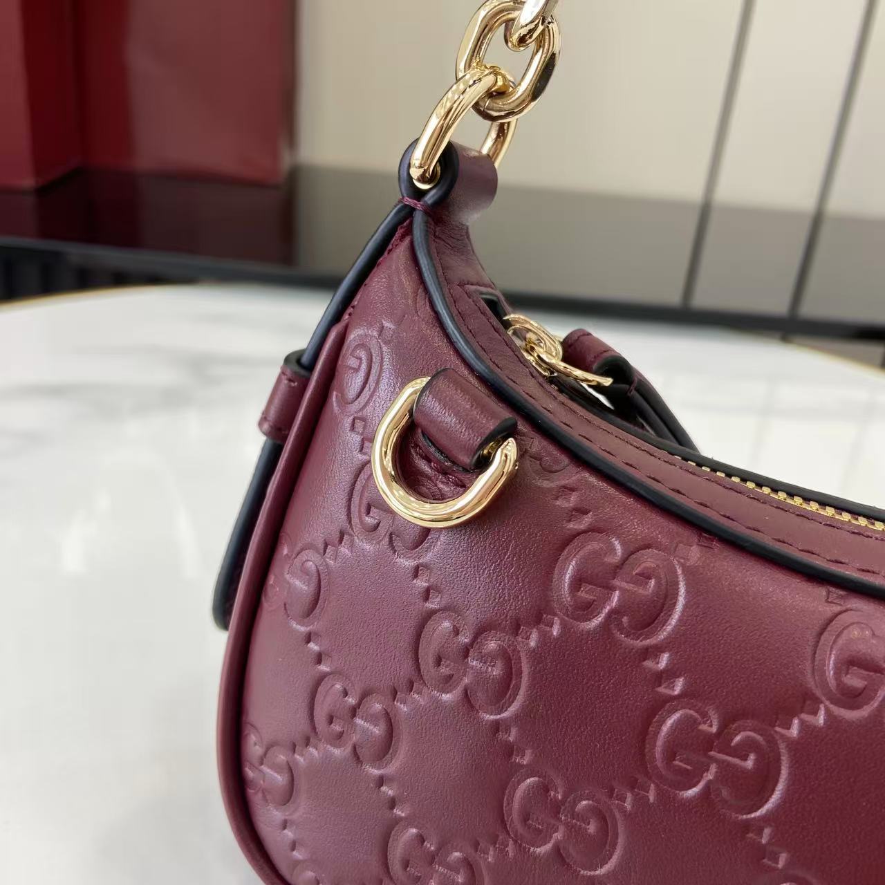 Gucci Emblem Small Shoulder Bag - Embossed Leather, Gold Chain Strap 6 i1757313220709 4912 0 4